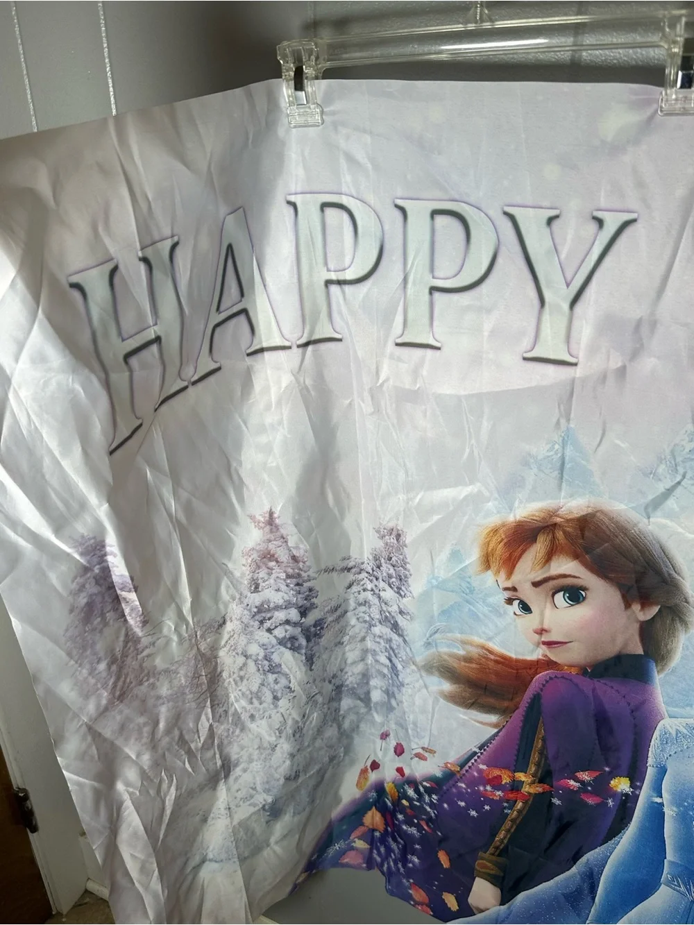 Disney Frozen Party happy birthday Backdrop - Blue, Purple, White 60x40